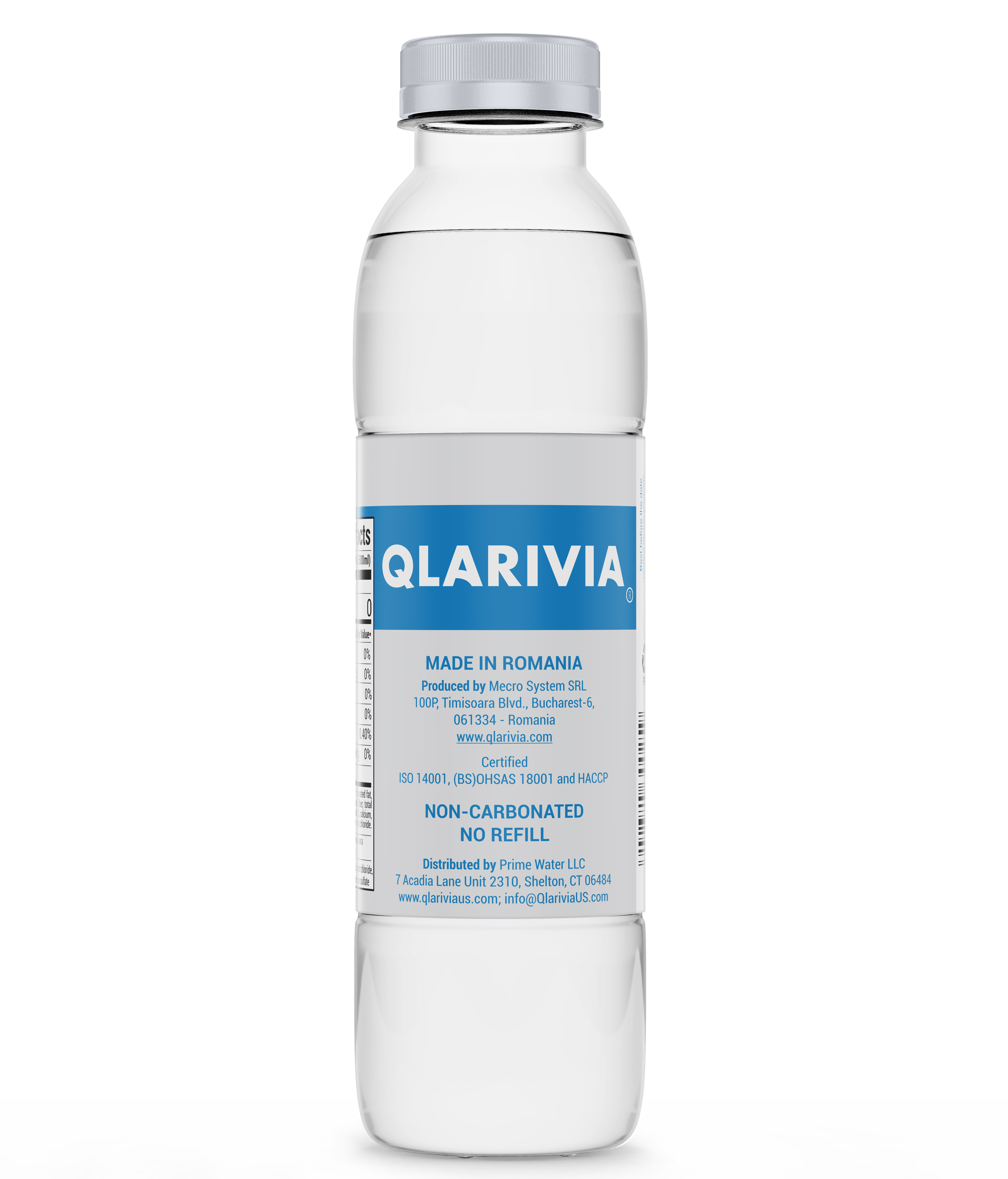 Back view of QLARIVIA Q18 bottle